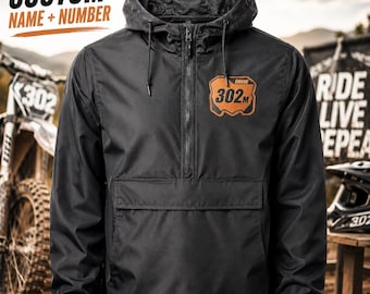 Chaqueta de motocross personalizada / Cortavientos personalizado para moto de cross / Chaqueta de moto con nombre y número / Regalo de moto de cross para él / Regalo para papá motero