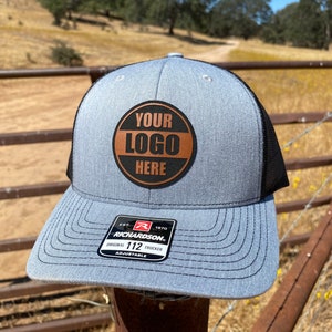 Custom Trucker Leather Patch Hat - Personalized Leatherette  - Richardson 112 Cap