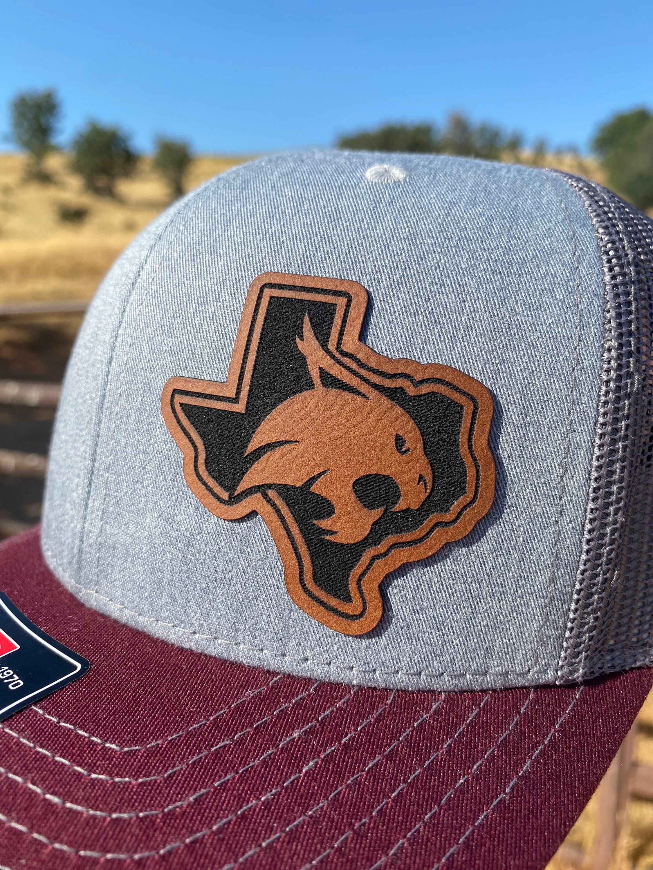 Texas State University Bobcats Baseball Hat - Adjustable Strap, Cotton, Embroidered, Maroon (Style E)