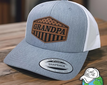 Grandpa Hat, Grandpa Patch Cap, Grandpa Snapback Trucker Hat, Father's Day Gifts, Birthday Gift, Custom Personalized Gifts, USA Patch Hat