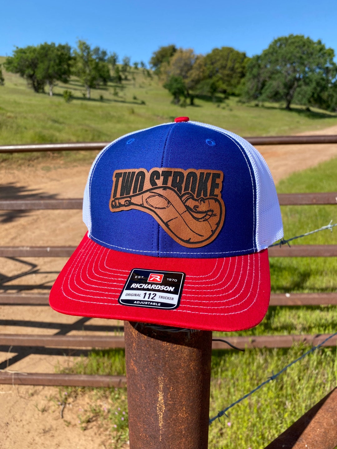 2 Stroke Motocross Hat - Leather Patch Hat - Richardson 112
