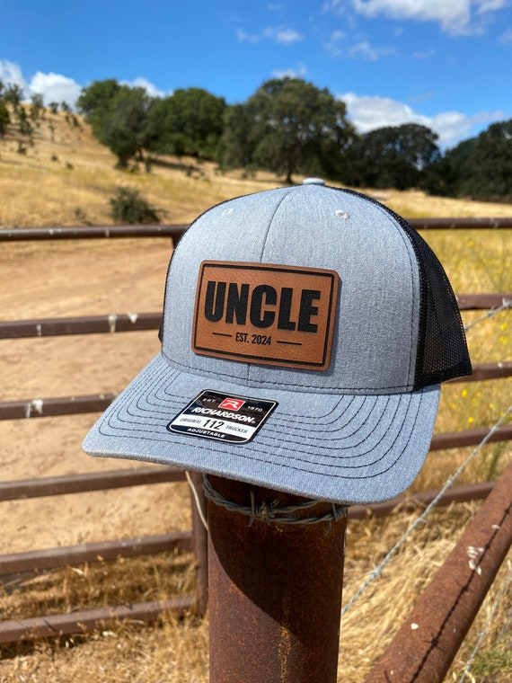 Uncle Leather Patch Hat, Snapback Adjustable Curve Brim