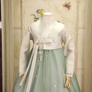 Woman Hanbok  Dress Korea Traditional Clothes Set Wedding Ceremony Birthday Custom Order Embroidery CUSTOM-MADE OSW136