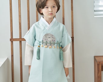 Boy Baby Hanbok Korea Traditional Clothing 1st Birthday Dolbok 1-10 Ages bh23 Bright Mint