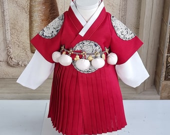 Hanbok Boy Baby Korea Traditional Clothing Set First Birthday Celebration Party 100th Birth Celebration 1 - 12 years Red Hanbok 왕세자 한복 철릭