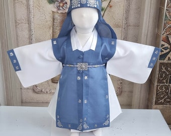 Special Hanbok 사규삼 100th Birth Hanbok Baikil Celebration Party Baby Boy Korea Traditional Clothing Set Blue 1st Birthday Party Dol Party