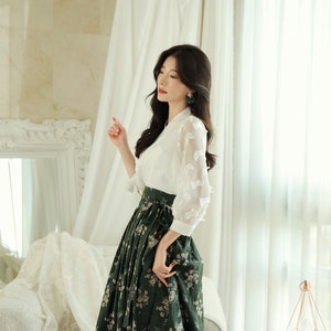 Modern Hanbok Jeogori Jacket Woman Female Korea Hanbok Dress Casual Daily White Butterfly Design CHIC image 3