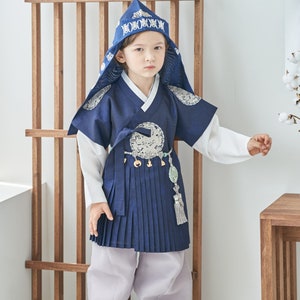 Hanbok Boy Baby Korea Traditional Clothing Set 1 Age First Birthday Dol Party Celebration King Prince Design 1-12Ages Royal Navy Embroidery