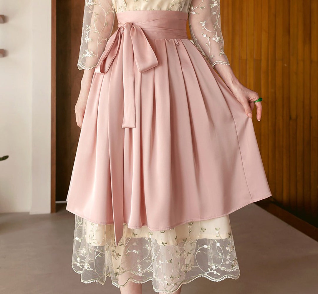 Modern Hanbok Skirt Woman Female Korea Hanbok Dress Casual Daily