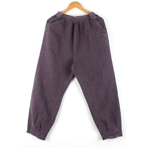 Hanbok Daily Modernized Korean Jacket Pants Set shops Red Bean Color Washed Cotton Double Fabric Unisex Women Men Fall / Winter
