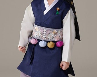 Hanbok Belt Boy Girl Baby Korea Traditional First Birthday Party Celebration Grey White