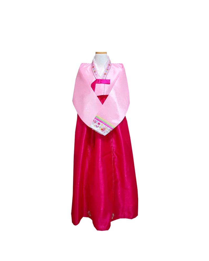 Woman Hanbok Female Hanbok Dress Korea Traditional Clothes Set Size M Chest  38 (98 cm) Height 5.2 feet (160 cm) One size Pink - Women's Clothing