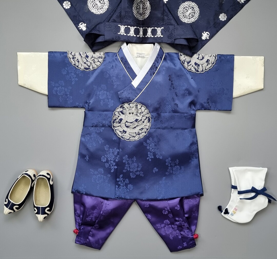 Baby First Birthday Outfit Korean Traditional Hanbok For Baby Boy - First  Birthday Dol Party Outfit With Hat \u0026 Socks Korean Baby Clothes, image size:1080x1012