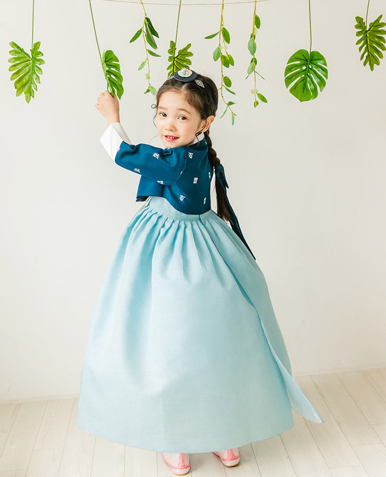 Navy Blue Hanbok Dress Baby Girl Korea Traditional Clothing Etsy