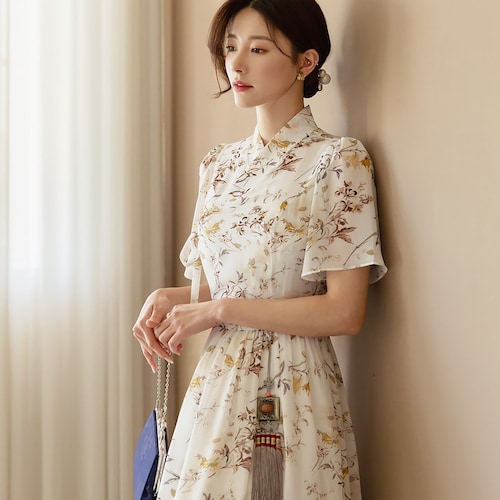 dress hanbok modern MINHANBOK 59 BaeYeSa Women's Modernized Korean Cheollik Fusion Waist Skirt Dress Everyday LongSleeve 44 Size: Clothing, Shoes & Jewelry style neckline and sage sash waist flow into a graceful Modern Hanbok Korea Dress Women's