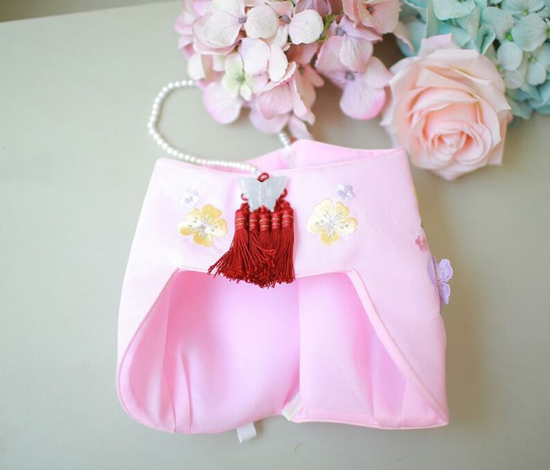 Hanbok Dress Hat Cap Korea Traditional Clothes Baby Kid First Birthday Party Dol Dohl flower embroidery Pink