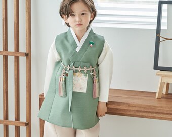 Boy Baby Hanbok Korea Traditional Clothing 1st Birthday Dolbok 1-10 Ages bh20 Khaki Green