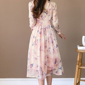 Modern Hanbok Dress Lovely Pink Flower Blue Wrapped Skirt - Etsy