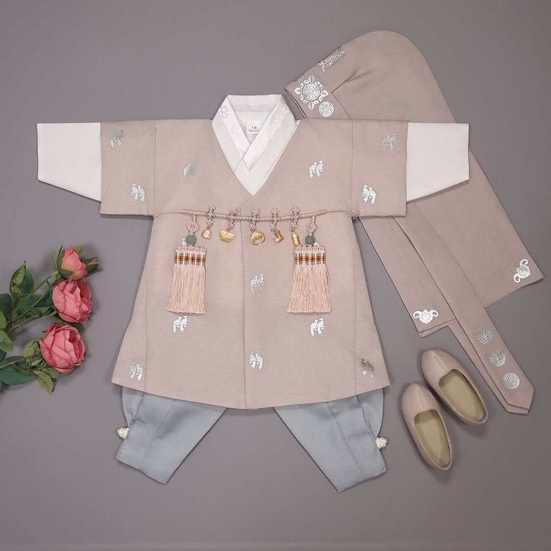 OUJIN I Korean Striped Green Boy Hanbok 100days~15y/o