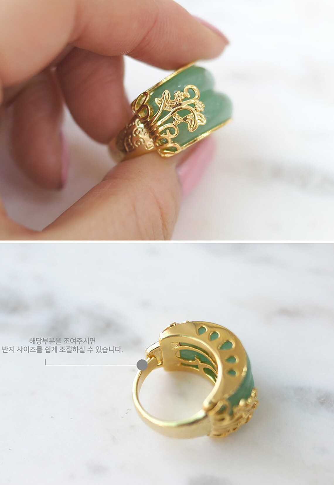 Rings Korean Hanbok Handmade Ring Adjustable Design Jade