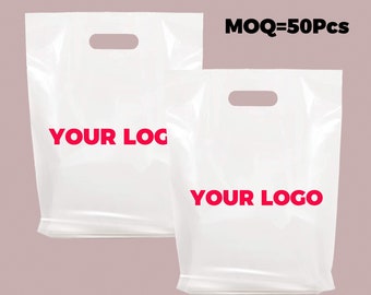 50-1000Pcs Custom Shopping Bags with Logo for Boutique Custom Plastic Gift Bags with Logo Custom Merchandise Bags with Logo for Business