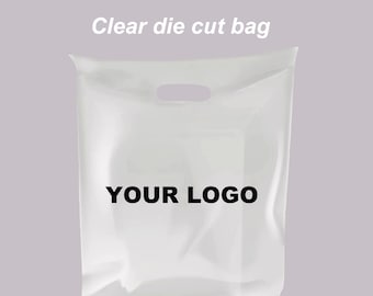 50-1000Pcs Custom Clear Shopping Bags with Logo for Boutique Custom Plastic Gift Bags with Logo Custom Merchandise Bags for Business