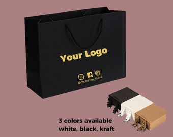 Benutzerdefinierte Logo Boutique Papiertüten Einkaufstaschen mit Griff Kleidung Merchandise Bag Boutique-Verkaufstaschen Benutzerdefinierte Party-Geschenk-Tasche