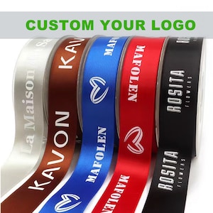 Nastro di raso personalizzato da 100 iarde Nastro personalizzato con logo Stampa monocolore del logo Nastro per cappelli di paglia da matrimonio Baby Shower e fiori