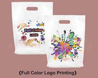 Sacs à provisions personnalisés avec logo en couleurs pour boutique d'affaires Sacs en plastique personnalisés avec logo Sacs de marchandise personnalisés