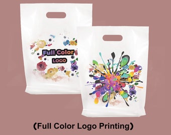 Custom Shopping Bags with Full Colors Logo for Business Boutique Personalized Plastic Bags with Logo Custom Merchandise Bags