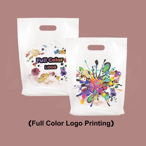 Custom Shopping Bags with Full Colors Logo for Business Boutique Personalized Plastic Bags with Logo Custom Merchandise Bags