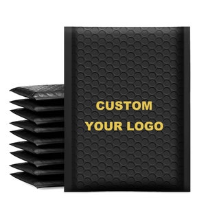 Mailers bolha personalizados Premium Matt Black Packaging Bags Bubble Mailers com impressão em uma cor