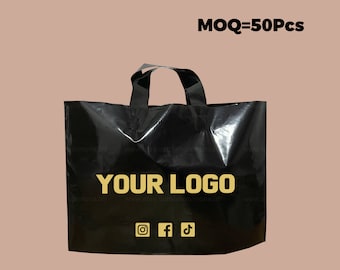 50-1000Pcs Custom Shopping Bags with handle for Boutique Custom Plastic Shopping Bags Merchandise Bags with Logo for Business
