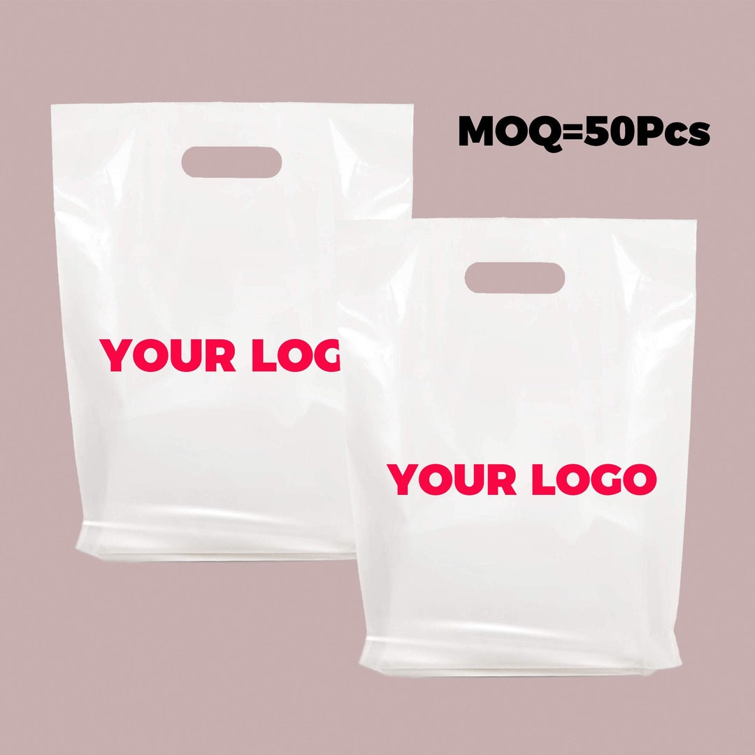 50pcs Heart & Letter Graphic Gift Bag, Blue Plastic Portable Storage Bag,  For Party