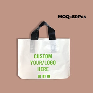 50-1000 pezzi Borse per la spesa personalizzate con manico per boutique Borse per la spesa in plastica personalizzate Borse per la merce con logo per aziende