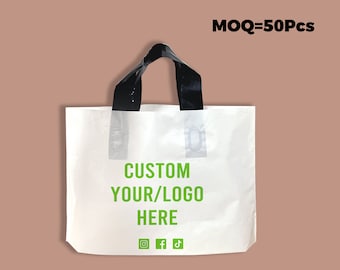 50-1000Pcs Custom Shopping Bags with handle for Boutique Custom Plastic Shopping Bags Merchandise Bags with Logo for Business