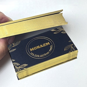 100 tarjetas de presentación de lujo personalizadas, tarjetas con lámina dorada y borde dorado, tarjetas de presentación en relieve, 38 puntos (700 g/m²)