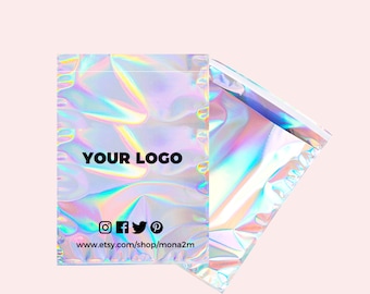 50-1000 Sobres de polietileno personalizados Sobres holográficos Bolsas de polietileno personalizadas Bolsas de envío personalizadas con logotipo Bolsa de franqueo