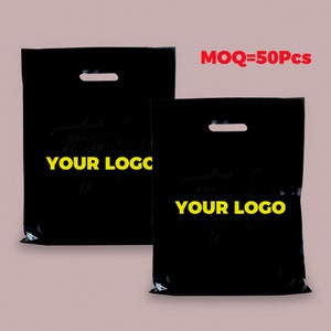 50-1000Pcs Custom Shopping Bags with Logo for Boutique Custom Plastic Gift Bags with Logo Custom Merchandise Bags with Logo for Business