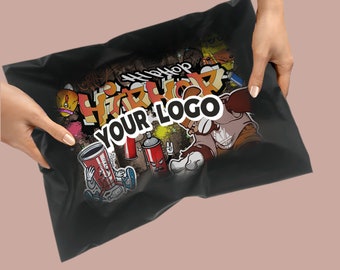 Matte Black Poly Mailers  Full Color Logo Printing Adhesive Self Sealing Shipping Bags Extremely Light Weight 50-1000Pcs