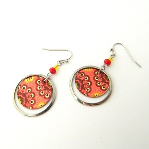 Round pattern earrings, pearls and stainless steel, gift idea for women