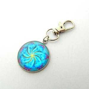 Bag jewel, key ring, blue pattern, gift idea