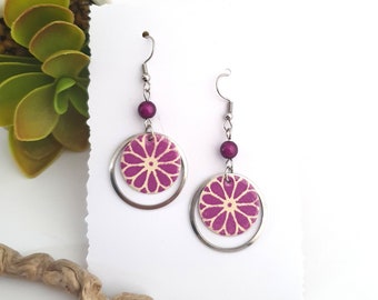Boucles d'Oreilles Doré Couronne Chandelier Totem 8 Goutte Violet BB5 Boucles d'Oreilles Doré Couronne Chandelier Totem 8 Goutte Violet BB5