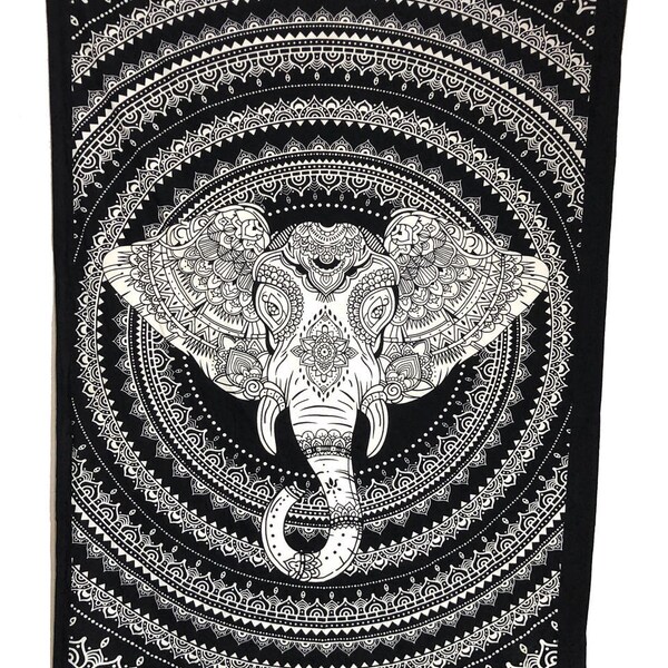 Black and White Elephant Tapestry Etsy
