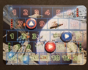 X-Wing Miniatures Plastic Card with Token Round Counters compatible with Star Wars 2.0 Miniatures Game.