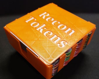 The TOKEN CRATE token, dice & card deck holder. Compatible with 1 inch diameter game tokens.