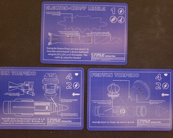 The BLUE PRINT SERIES 2 of Torpedo & Missile Upgrade Alternate Art Cards to enhance your Table Top games.