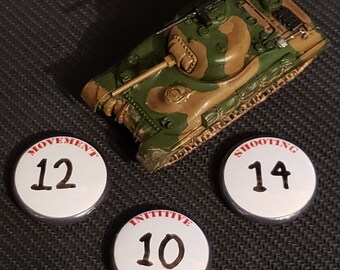 Dry Erase Initiative White on Black Tokens for the WORLD of TANKS miniatures game by Gale Force nine.