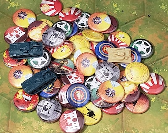 The PACIFIC set of tokens compatible with Memoir 44 by Days of Wonder.