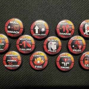 O estilo CRITICAL HITS dos tokens X-Wing compatíveis com o jogo Star Wars 2.0 Miniatures